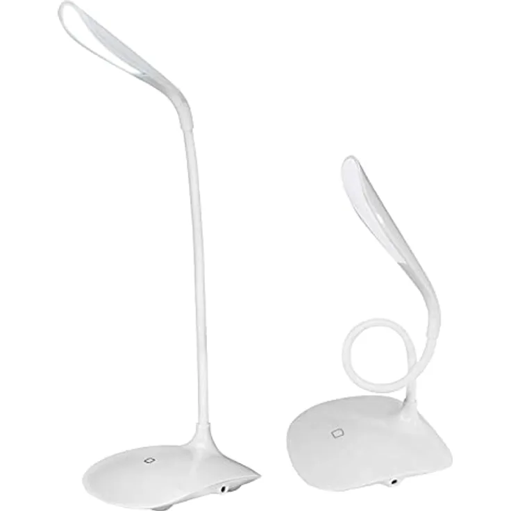 Eaxus® LED Schreibtischlampe, dimmbar und flexibel biegbar, USB & Batterien, Weiß