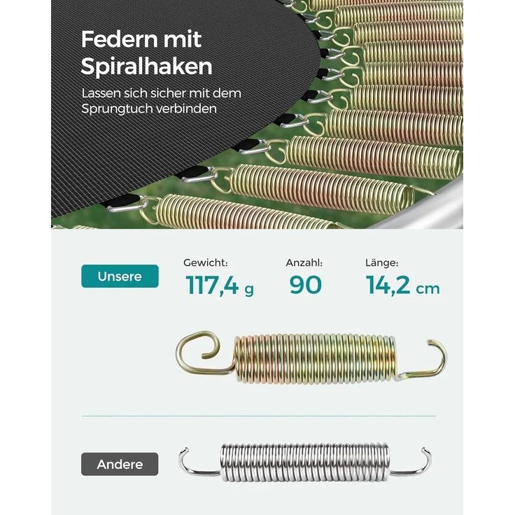Songmics Trampolin mit Leiter, Sicherheitsnetz und gepolsterten Stangen, Stahl blau, Ø 427 cm – Bild 7