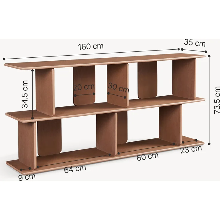 Standregal Gäljami 160x35x74 cm Walnussoptik [en. casa] – Bild 4