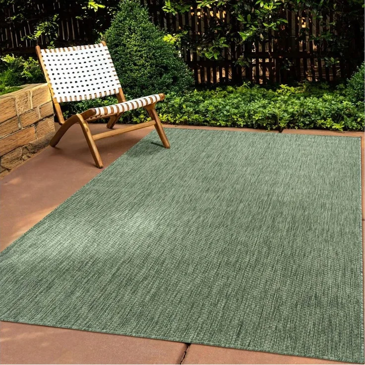 TaraCarpet Teppich Tara Carpet Columbia Meliert In & Outdoor auch für die Küche, rechteckig, Höhe: 5 mm, Balkon Terrasse Wintergarten grün meliert Esszimmer 80x150