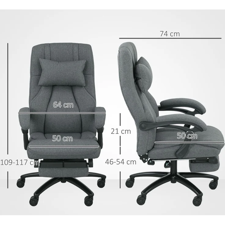 MELAYR, Massage-Bürostuhl, USB-Schnittstelle, schwenkbare Räder, Dunkelgrau, 64 x 74 x 117 cm – Bild 5