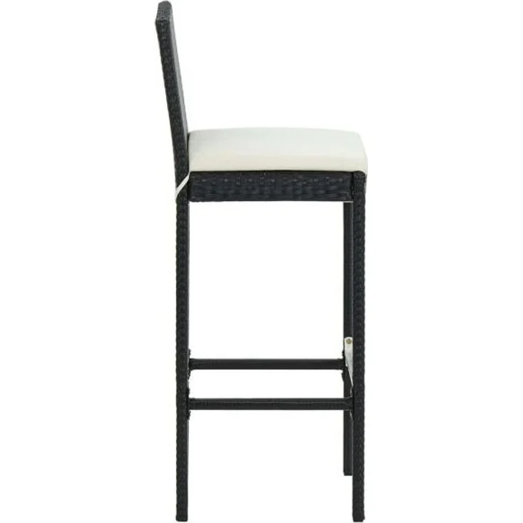vidaXL Garten-Barhocker mit Kissen 2 Stk. Schwarz Poly Rattan 313435 – Bild 5