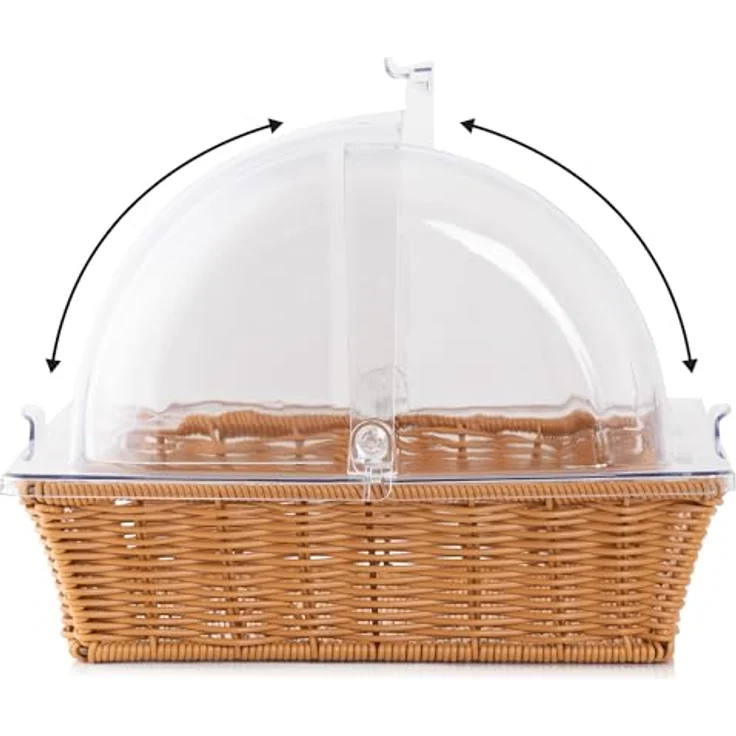 Mahlzeit Brotkorb Rattan, mit Rolltop-Deckel, 53,5 x 33 x 25 cm, geflochtener Korb, Kunststoff – Bild 5