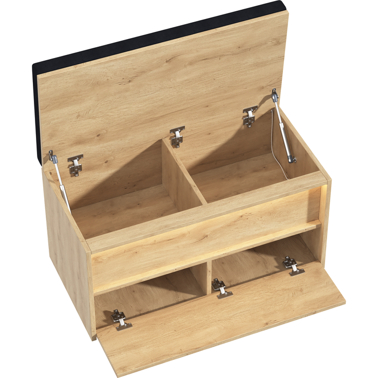 Garderoben-Set B 200 x T 47 x H 200 cm aus MDF mit 3 LED-Leuchten und Spiegel – Bild 8