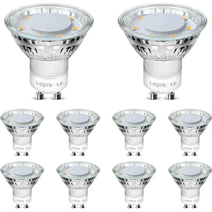 Lepro GU10 LED Warmweiß Lampe, 4W Ersetzt 50W Glühbirne, 325 Lumen, 2700K, Flimmerfrei, 100° Abstrahlwinkel, Nicht Dimmbar, 10er-Pack