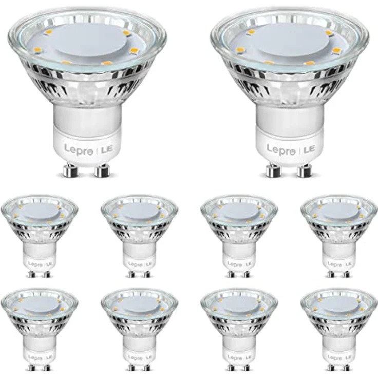 Lepro GU10 LED Warmweiß Lampe, 4W Ersetzt 50W Glühbirne, 325 Lumen, 2700K, Flimmerfrei, 100° Abstrahlwinkel, Nicht Dimmbar, 10er-Pack – Bild 1