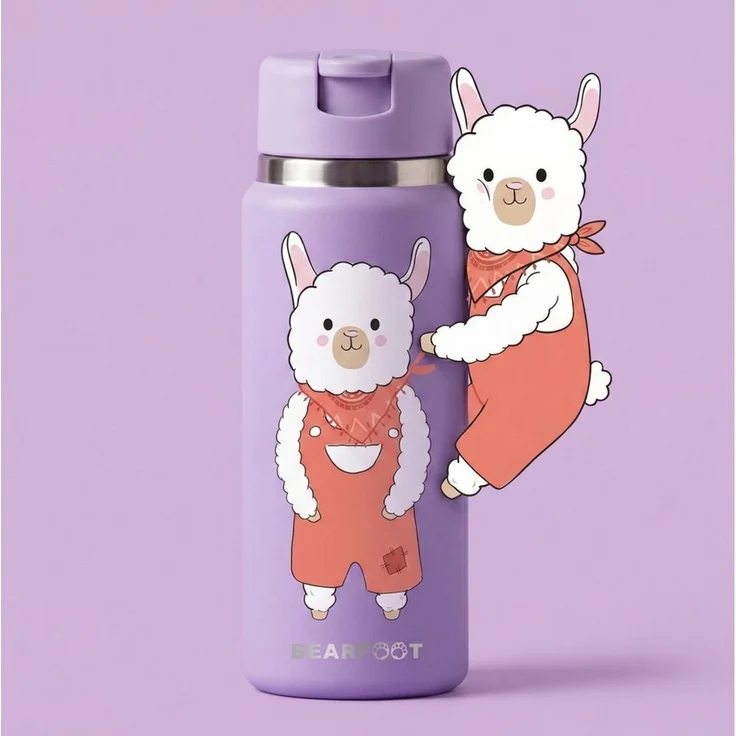 BEARFOOT Trinkflasche TINY Thermo Kinder Trinkflasche Edelstahl - Lama, Thermosflasche, auslaufsicher, Edelstahl, Kinderflasche, BPA-frei – Bild 2
