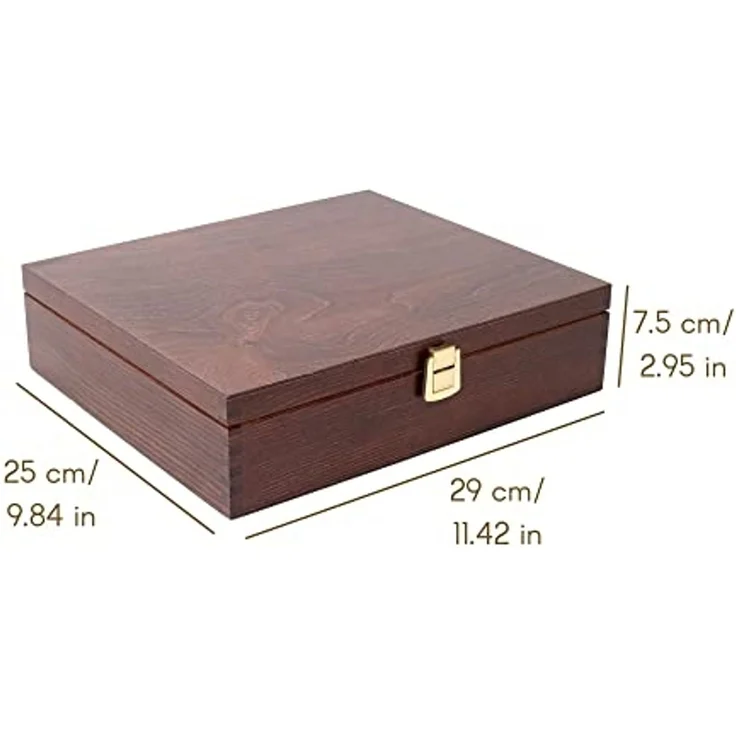 Creative Deco Teedose Teebox Holz aus Natürlichem Kiefernholz, Teebox Holz mit Deckel – Bild 3