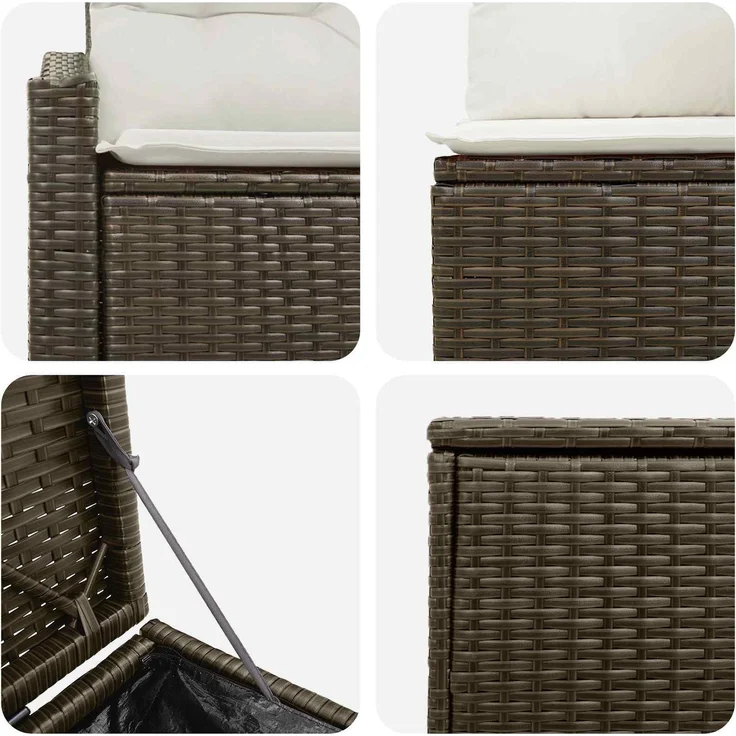 vidaXL Sofa Set 5 stk. Braun und Creme Weiß Polyrattan und Stahl 3447816 – Bild 7