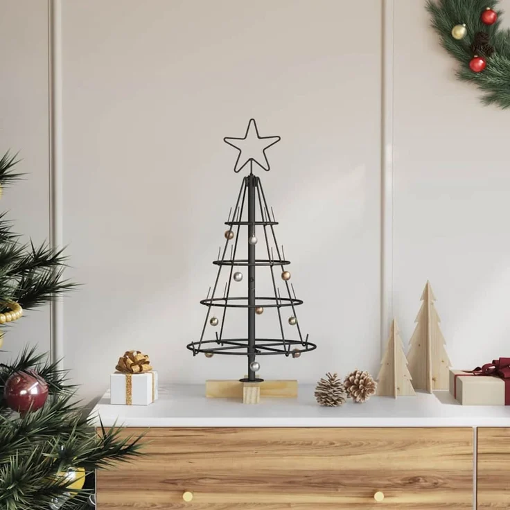 vidaXL Metall-Weihnachtsbaum mit Ständer KUOPIO 60 cm Stahl Schwarz 42019157 – Bild 1