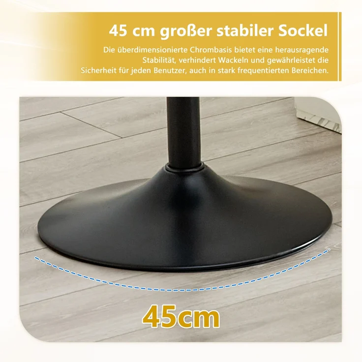 2er Set Barhocker mit Lehne Höhenverstellbar, 360° Drehbar Barstuhl mit Großem Sockel & Fußstütze, Modern Küchenhocker für Bar Küche Theke (Nur Stühle)--Schwarz3--49.7x45x110cm--YOUDENOVA – Bild 7