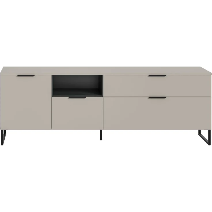 TV Lowboard B/H/T: 64x185x41 cm in Kaschmir Nachbildung und schwarz – Bild 2