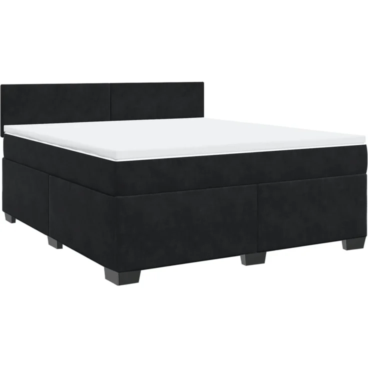 vidaXL Boxspringbett mit Matratze Schwarz 180x200 cm Samt 3288674 – Bild 3