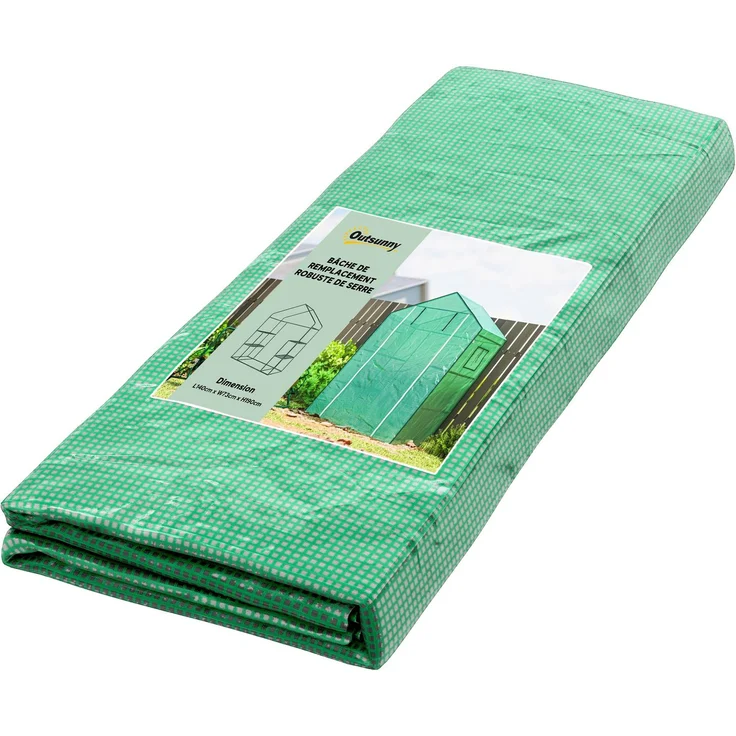 MELAYR, Ersatzabdeckung für Gartengewächshaus 140 x 73 x 190 cm mit Fenster, UV-beständige Tür für den Garten – Grün – Bild 1