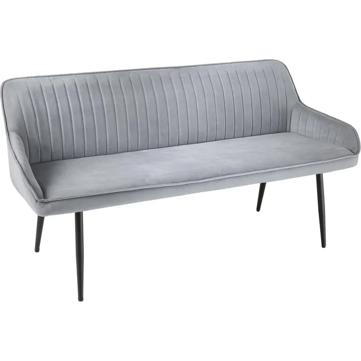 riess-ambiente Sitzbank TURIN 160cm silbergrau / schwarz (Einzelartikel, 1-St), Esszimmer · Samt · Metall · Rückenlehne · Schlafzimmer · Retro Design