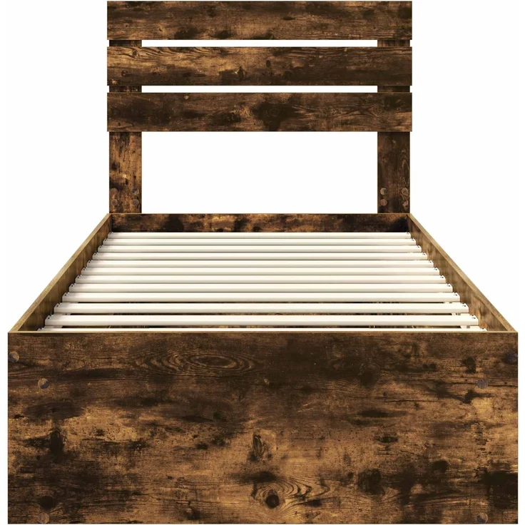 vidaXL Bettrahmen Geräucherte Eiche 100 x 200 cm Massives Kiefernholz 3411451 – Bild 6