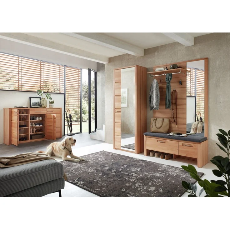 Linea Natura 'NATURE ONE' Garderobenbank XL, Kernbuche teilmassiv, 120 x 48 x 40 cm, mit Sitzkissen und Softclose – Bild 3