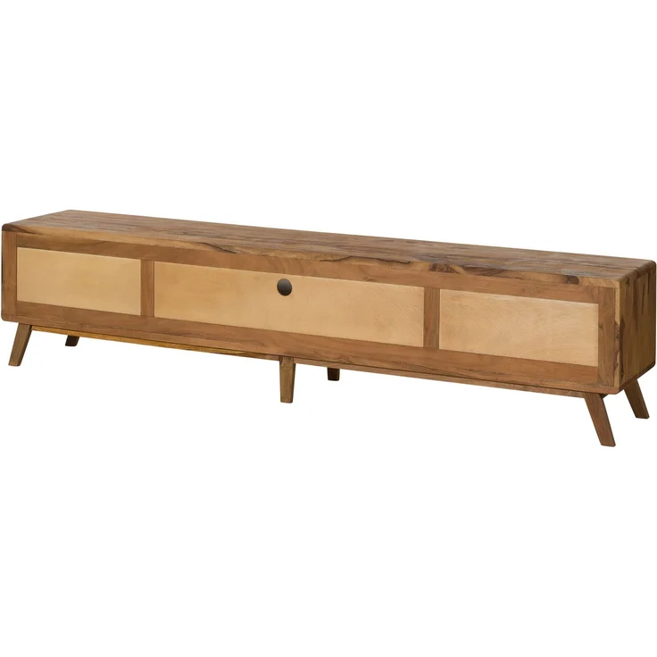 TV-Board Sheesham 220x40x48 natur sandgestrahlt lackiert MALMÖ 2 #223 – Bild 8