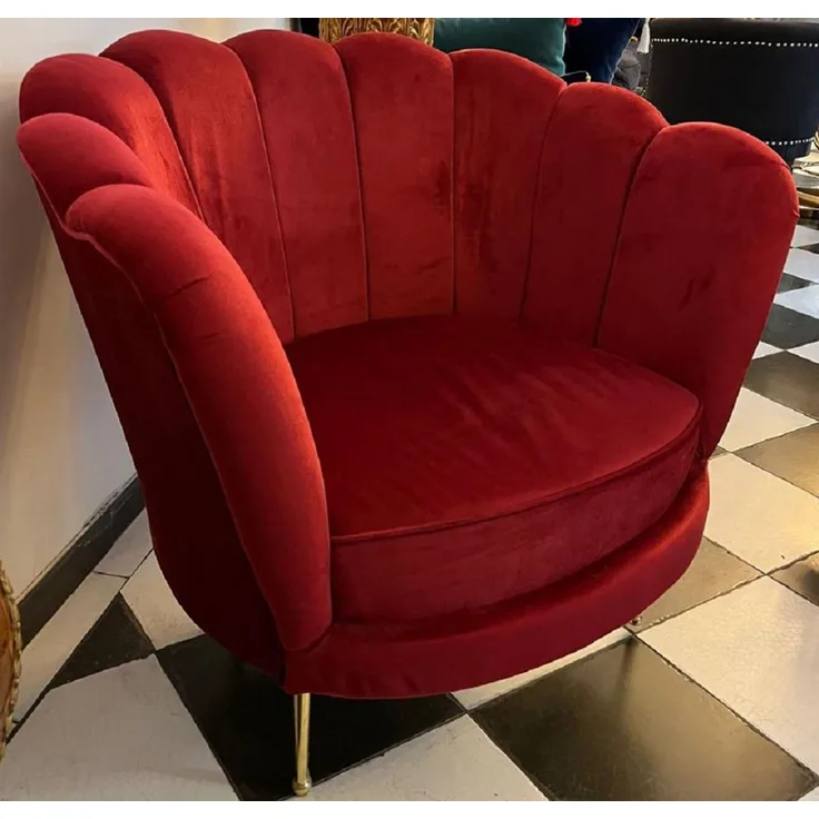 Casa Padrino Luxus Designer Sessel Rot / Gold 96 x 80 x H. 81 cm - Wohnzimmer Sessel - Hotel Sessel - Wohnzimmer Möbel - Luxus Möbel - Wohnzimmer Einrichtung - Luxus Einrichtung - Möbel Luxus