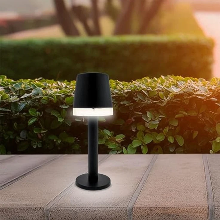 Spetebo LED Tischleuchte Solarlampe schwarz 22x8,5 cm - 2er Set, warm weiß – Bild 6
