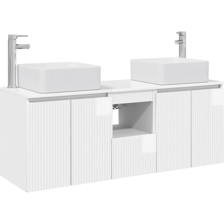 vidaXL Badezimmerschrank-Set 3 stk. Hochglanz Weiß 135 x 35 x 80 cm 3405661 – Bild 2