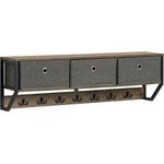 SoBuy FHK26-N Wandgarderobe, MDF, PVC-Furnier, Dunkelgrau, 100 x 30 x 31 cm