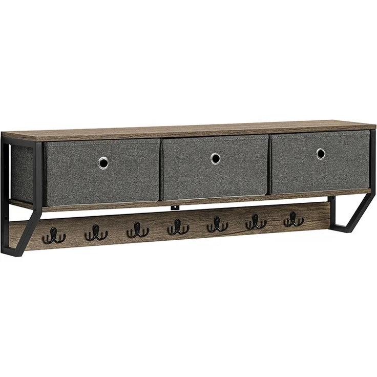 SoBuy FHK26-N Wandgarderobe, MDF, PVC-Furnier, Dunkelgrau, 100 x 30 x 31 cm