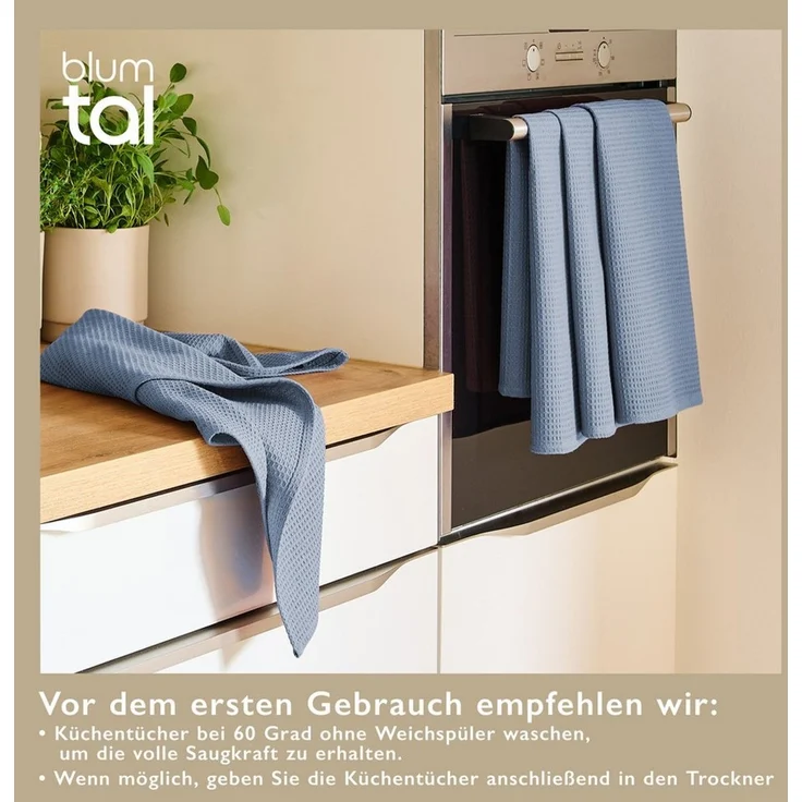 Blumtal Geschirrtuch Set 50x70 oder 30x30 cm, 100% Baumwolle, (4-tlg), Saugfähig, schnell trocknend, waschbar, 100% Baumwolle – Bild 2