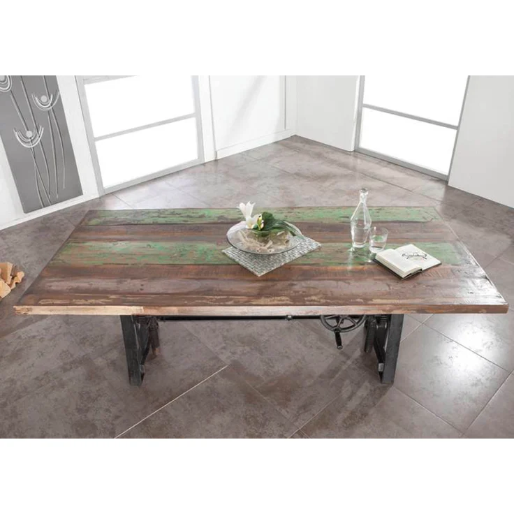 Esstisch Altholz höhenverstellbar 200x100x75-105 mehrfarbig lackiert INDUSTRIAL #23 – Bild 5