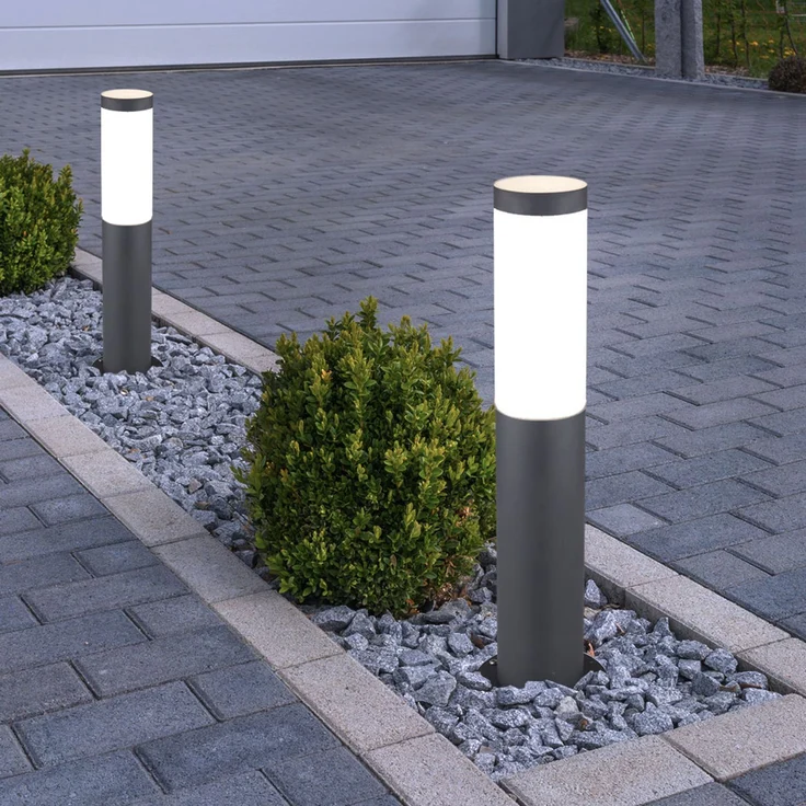 2er Set LED Sockelleuchte, Edelstahl anthrazit, Höhe 45 cm – Bild 2