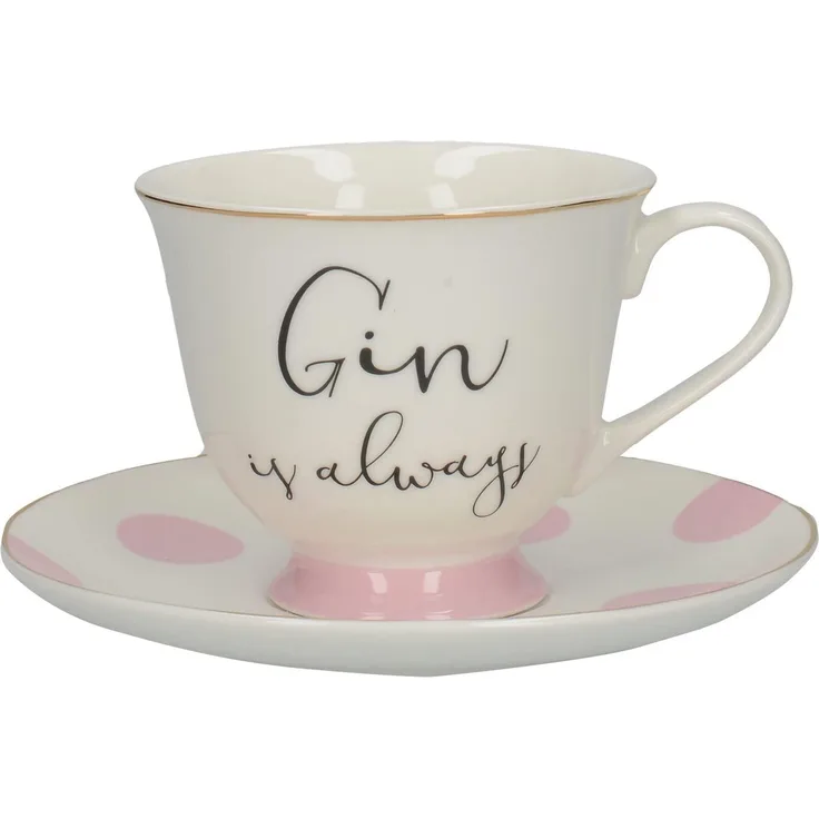 Creative Tops Gin und Tonic Tasse und Untertassenn, feines Porzellan, Mehrfarbig, 15 x 15 x 8,5 cm