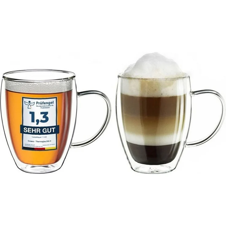 Creano Teeglas Creano doppelwandiges Thermoglas mit Henkel 250ml 2er Set, Borosilikatglas, 2 Gläser – Bild 2