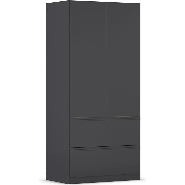 rauch Kleiderschrank, Drehtürenschrank COSTA, 2-türig, 2 Schubkästen, push-to-open, Grau metallic, 91 x 197 x 54 cm – Bild 3