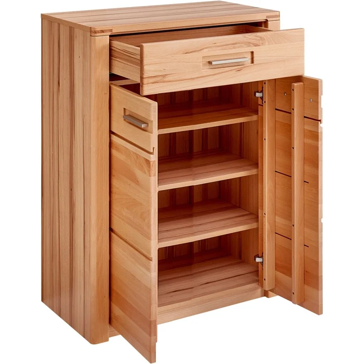 Linea Natura 'NATURE ONE' Schuhkommode, Teilmassiv kernbuche, 74 x 100 x 40 cm, mit Softclose und Schublade – Bild 2