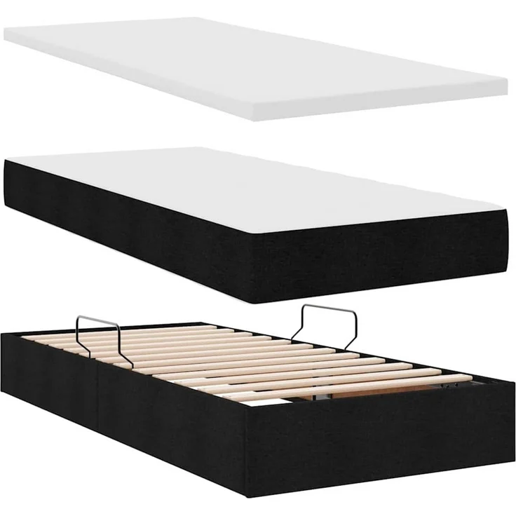 vidaXL LED-Speicherbett mit Matratze Schwarz 90 x 200 cm Stoff 3371246 – Bild 9