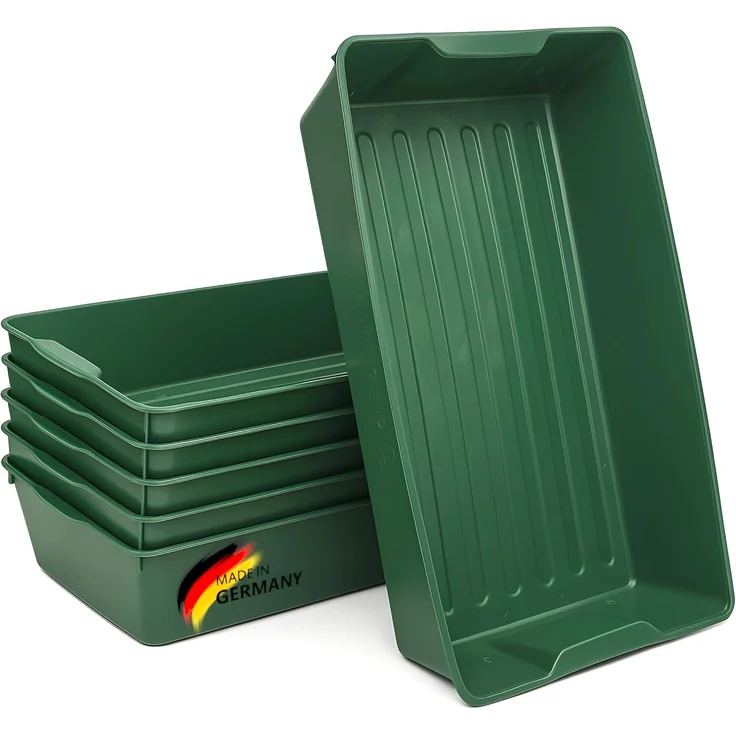 Gärtnerbox Pflanzschale Pikierschale Grün 58x32x11cm Pflanzwanne Blumenkasten Anzuchtwanne eckig Saatschale - robust, wetterfest, frostfest – Bild 1