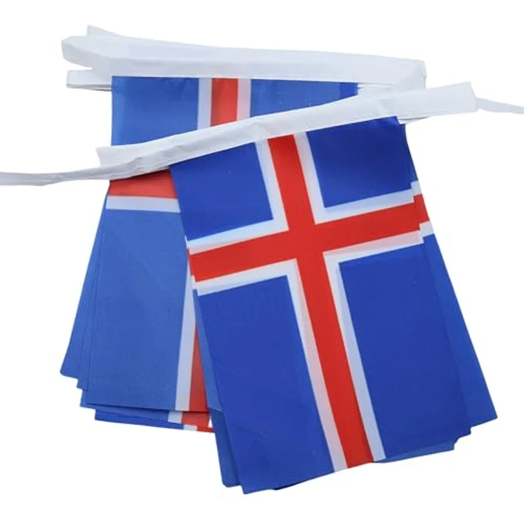 AZ FLAG - Fahnenkette Island 6 Meter Mit 20 Flaggen - 21x14 cm - Isländische Girlande Flaggenkette 14 x 21 Cm – Bild 1