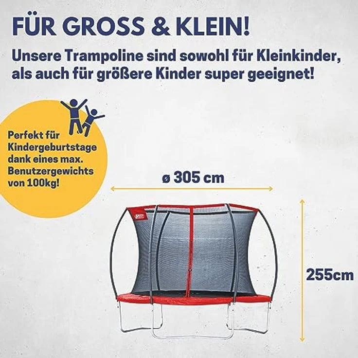 Best Sporting 57140 Superstar Red, Trampolin 305 cm mit Sicherheitsnetz und reißfester Randabdeckung – Bild 4