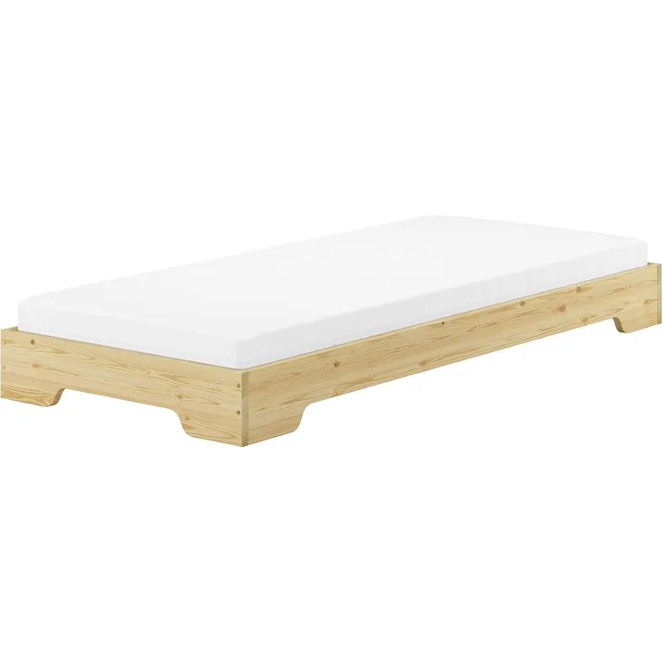Extra niedriges stabiles Teenagerbett in kompakter Form 80x190 Massivholz Kiefer V-60.41-08-190Rollrost und Matratze inkl.