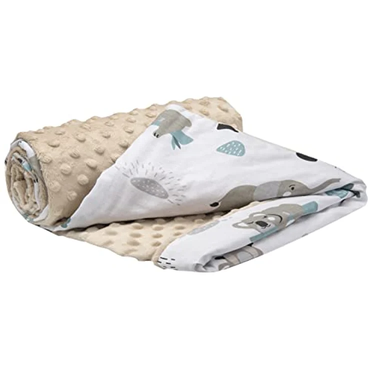 Medi Partners Babydecke Baby Decke Neugeborenen - Kuscheldecke Geschenk Babydecken 75x100cm für Kleinkinder Mädchen Krabbeldecke Kinderbett Kinderwagen 100% Baumwolle (Mint Zoo mit beigem Minky) – Bild 2