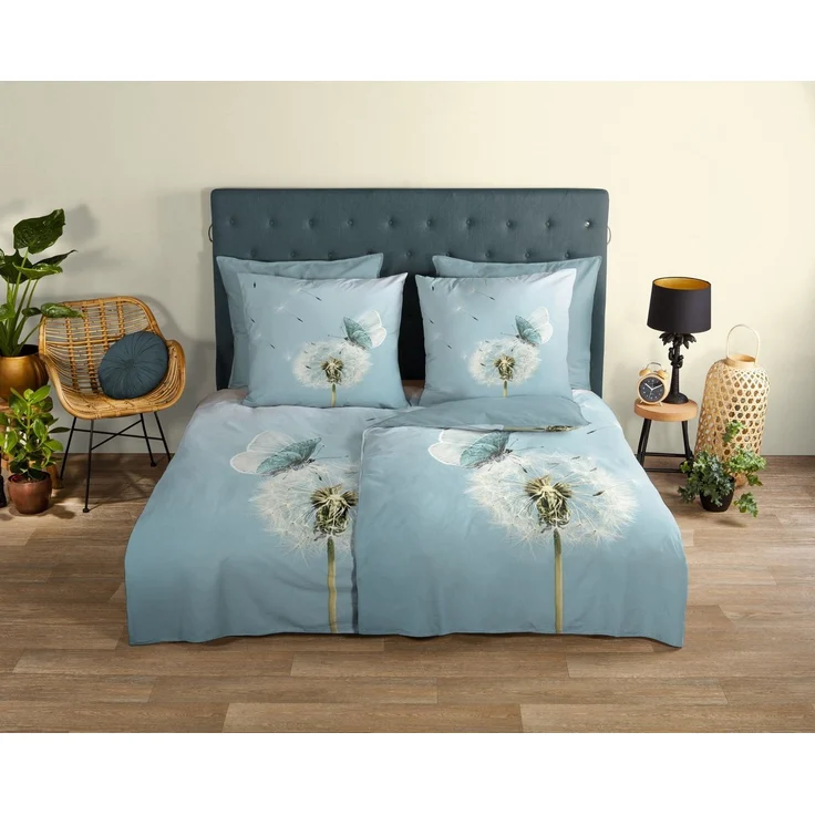 good morning Wendebettwäsche Papillon, Renforcé, 2 teilig, 100% Baumwolle, Renforcé, Reißverschluss, Wendeoptik, Löwenzahn – Bild 1