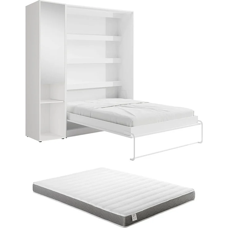 Vente-unique - RAPILI - Schrankbett - Metall - Weiß - 209 x 239.2 x 225.2 cm – Bild 8