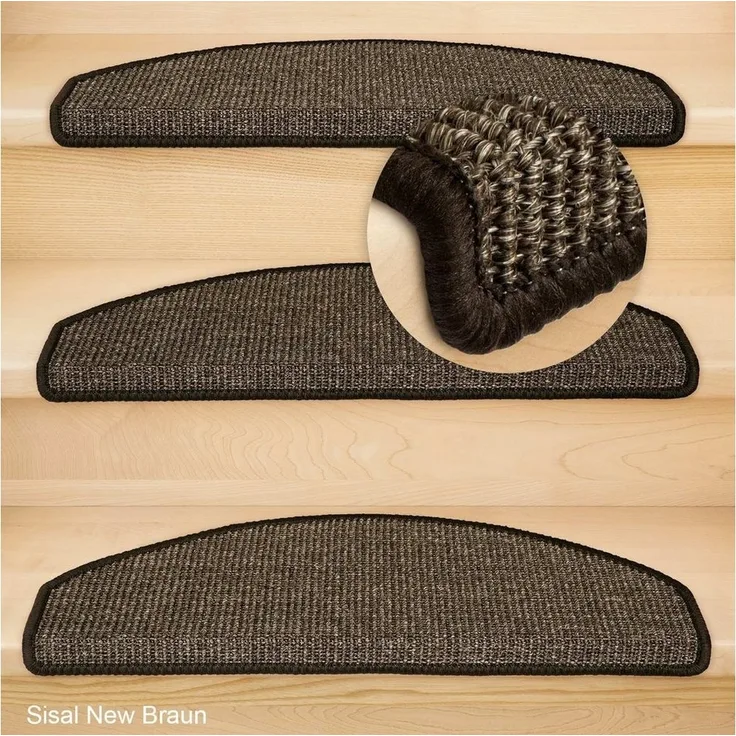 Metzker® Stufenmatte Stufenmatten Sisal New Halbrund Braun 14 Stück, halbrund, Höhe: 6 mm, Naturprodukt