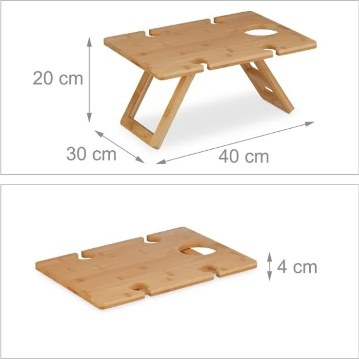 Eckiger Picknick Weintisch aus Bambus – Bild 4
