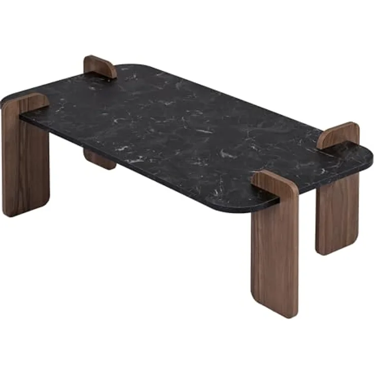 Stilvoller Couchtisch, Lotus & Walnuss, 120 x 60 x 35 cm | 100% melaminbeschichtet, 18 mm stark | Werkzeuglose Montage