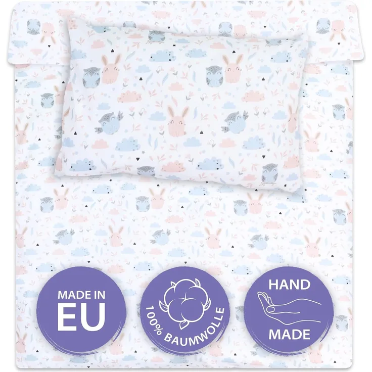 Kinderbettwäsche Baby Bettwäsche 100x135 cm aus Baumwolle - Kinder Set von Duvet Cover 100x135 und Kissenbezug 40x60 cm Junge und mädchen babybettwäsche bettbezug für Kleinkind Oeko-Tex
