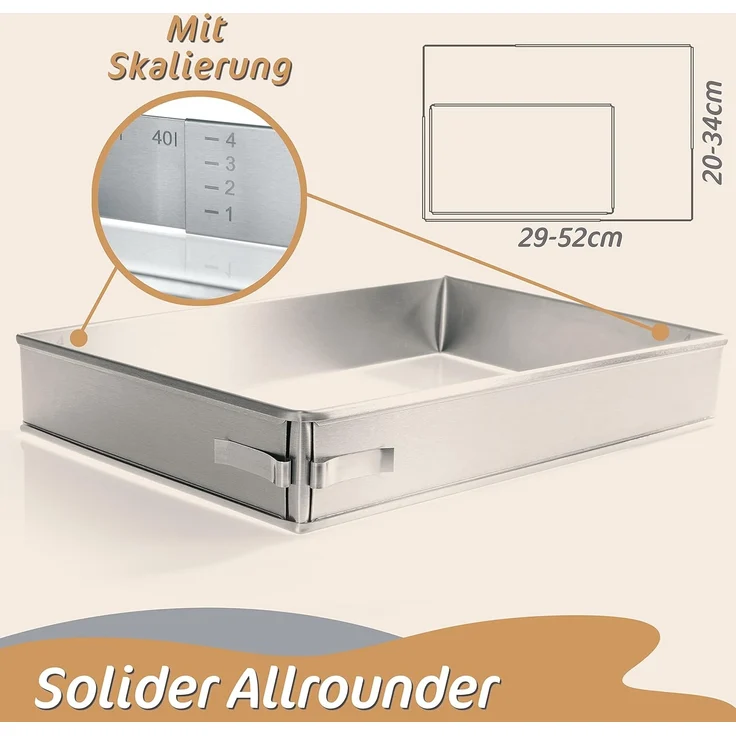 4smile Backrahmen rechteckig verstellbar – Edelstahl Backform rechteckig - Formstabile Kuchenform eckig zum Backen und für die Torten-Zubereitung – Bild 6