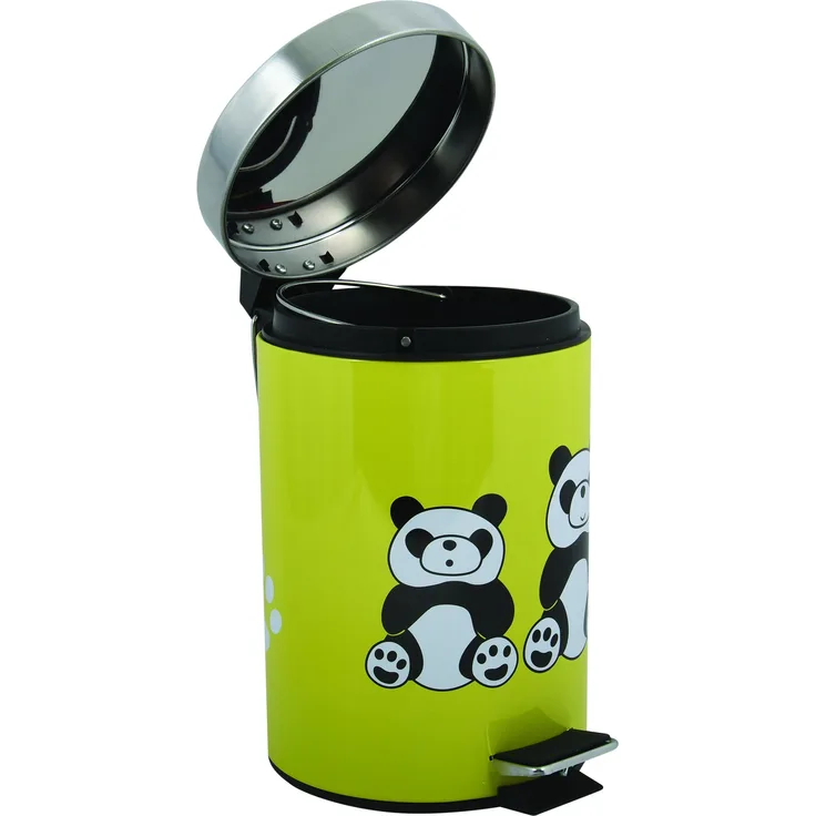 MSV Kosmetikeimer "Panda"" Mülleimer Treteimer Abfalleimer - 3 Liter – mit herausnehmbaren Inneneimer Grün