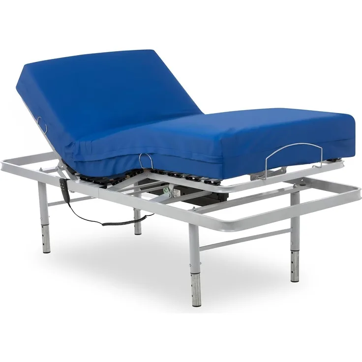 Gerialife Set mit Gelenkbett mit verstellbaren Beinen | medizinische Matratze aus viskoelastischem Waterproof (105x190), Ohne Geländer, 105x190