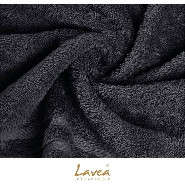 Lavea 4er Set Handtuch 50x100 cm, Frottierserie Elena, Anthrazit – Bild 3